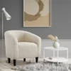 Yaheetech Upholstered Armchair Accent Barrel Chair Ivory -Homcom Furniture Shop GUEST de486633 d142 426f b230 f4d72f2e246a