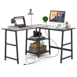 Costway L Shaped Corner Computer Desk Study Table W/Storage Shelves Black/Rustic Brown 22 Costway L Shaped Corner Computer Desk Study Table W/Storage Shelves Black/Rustic Brown -Homcom Furniture Shop GUEST de74493d f818 4783 a7b9 22e57d32fb7a