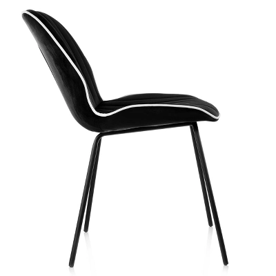 Elama 2 Piece Velvet Tufted Chair In Black With Black Metal Legs 7 Elama 2 Piece Velvet Tufted Chair In Black With Black Metal Legs - Image 5
