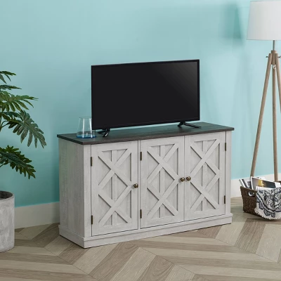 Saw Cut TV Stand For TVs Up To 55" Off White - Home Essentials 4 Saw Cut TV Stand For TVs Up To 55" Off White - Home Essentials - Image 2