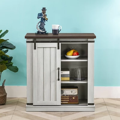 32" TV Stand For TVs Up To 40" Saw Cut Off White With Dark Walnut Desktop - Home Essentials 3 32" TV Stand For TVs Up To 40" Saw Cut Off White With Dark Walnut Desktop - Home Essentials