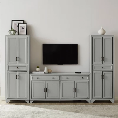 3pc Tara Entertainment Set With Closed Storage Distressed Gray - Crosley 4 3pc Tara Entertainment Set With Closed Storage Distressed Gray - Crosley - Image 2