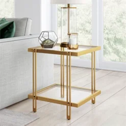 22" Modern Metal Side Table In Gold - Henn&Hart -Homcom Furniture Shop GUEST e2224c68 4278 4dc5 b3da b0e102c22315