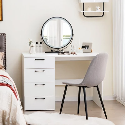 Costway Computer Desk Study Writing Workstation Vanity Table Home Office W/ 4 Drawers 5 Costway Computer Desk Study Writing Workstation Vanity Table Home Office W/ 4 Drawers - Image 3