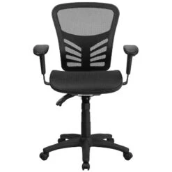 Flash Furniture Mid-Back Transparent Black Mesh Multifunction Executive Swivel Ergonomic Office Chair With Adjustable Arms -Homcom Furniture Shop GUEST e32cc6c4 19c9 480d 9916 185f2104e820