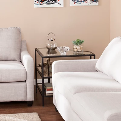 Conrad Metal/Glass Corner TV Stand For TVs Up To 32" Black - Aiden Lane 4 Conrad Metal/Glass Corner TV Stand For TVs Up To 32" Black - Aiden Lane - Image 2