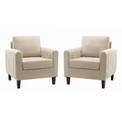 Set Of 2 Deionides Tufted Wooden Upholstered Comfy Club Chair For Bedroom And Living Room With Wood Legs Comfy Club Chair For Bedroom With Wood Legs | ARTFUL LIVING DESIGN -Homcom Furniture Shop GUEST e479ab4e 417e 4079 81f7 47ab5b39bbae