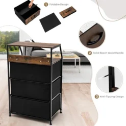 Costway 3 Drawer Dresser W/ Wood Top Sturdy Steel Frame Storage Organizer Dresser -Homcom Furniture Shop GUEST e512f88c a44d 4703 ac0c ff47343e6b72