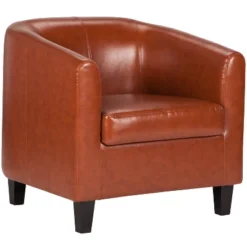 Emma And Oliver Leather Lounge Chair With Sloping Arms -Homcom Furniture Shop GUEST e5c79413 b64b 4b00 927b f6ff85a7e868
