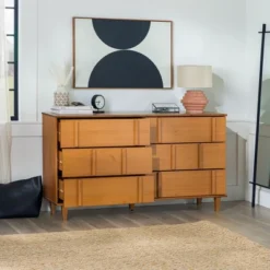 Modern Vertical Accent Solid Wood 6 Drawer Double Dresser - Saracina Home -Homcom Furniture Shop GUEST e753dc22 de34 49bc ae94 f6904a57d6b7