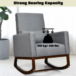 2-in-1 Fabric Upholstered Rocking Chair Nursery Armchair With Pillow Dark Grey -Homcom Furniture Shop GUEST e8b07e0d 1c94 4e75 b488 7a711a971e7d