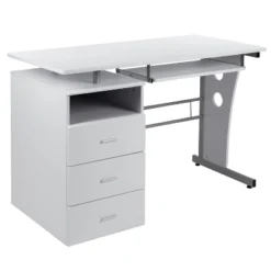 Emma And Oliver Desk With Three Drawer Single Pedestal And Pull-Out Keyboard Tray -Homcom Furniture Shop GUEST ea099a35 e9bb 4fcd 9442 19e7ab056f1a