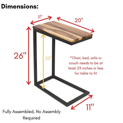 BirdRock Home Acacia Wood TV Tray C Shaped Side Table 4 BirdRock Home Acacia Wood TV Tray C Shaped Side Table - Image 2