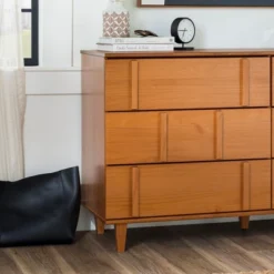 Modern Vertical Accent Solid Wood 6 Drawer Double Dresser - Saracina Home -Homcom Furniture Shop GUEST ecd1a6a7 d1a6 47ae 824e b8cf9035d902