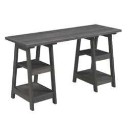 Designs2Go Double Trestle Desk With Shelves - Breighton Home -Homcom Furniture Shop GUEST edb0e4d2 3b6c 424e 8838 cdb3c05c7118