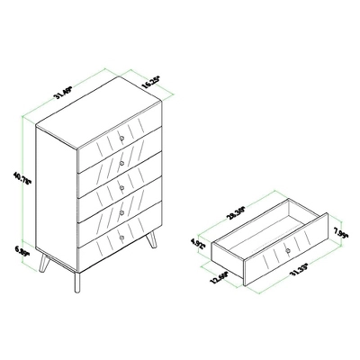 Hartman Wood 5 Drawer Storage Chest Walnut Brown - Baxton Studio 9 Hartman Wood 5 Drawer Storage Chest Walnut Brown - Baxton Studio - Image 7