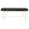 Broadway Desk Black Gloss Finish And Gold Frame - OSP Home Furnishings
