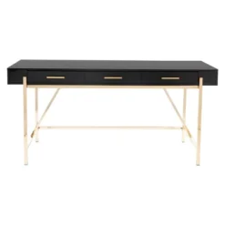 Broadway Desk Black Gloss Finish And Gold Frame - OSP Home Furnishings