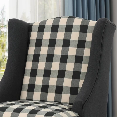 Toddman High-Back Club Chair Checkerboard Black/Dark Charcoal - Christopher Knight Home 4 Toddman High-Back Club Chair Checkerboard Black/Dark Charcoal - Christopher Knight Home - Image 2