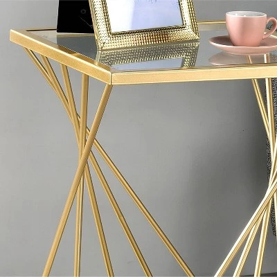 Rathlin Glass Top Side Table With Glass Top Gold - MiBasics 5 Rathlin Glass Top Side Table With Glass Top Gold - MiBasics - Image 3