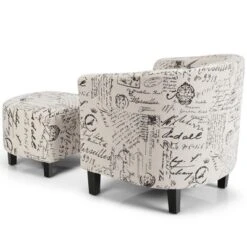 Costway Barrel Modern Accent Tub Upholstered Chair French Print W/ Ottoman 16 Costway Barrel Modern Accent Tub Upholstered Chair French Print W/ Ottoman -Homcom Furniture Shop GUEST f00b292d c682 49af 95c2 1fd9dc483007