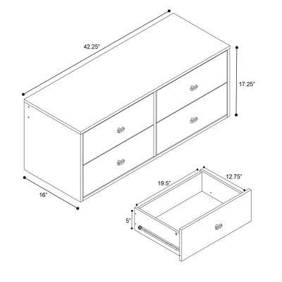 Floating 4 Drawers Dresser White - Prepac 12 Floating 4 Drawers Dresser White - Prepac - Image 10