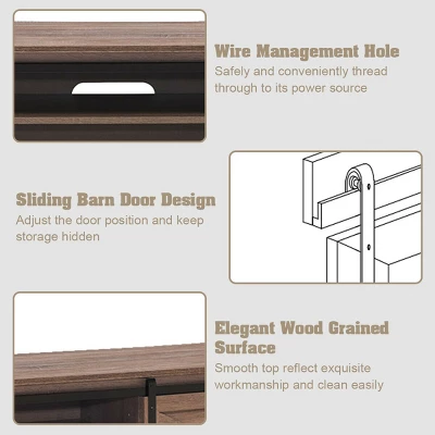 Costway Sliding Barn Door TV Stand For TV's Up To 65'' Storage Shelf Entertainment Center 11 Costway Sliding Barn Door TV Stand For TV's Up To 65'' Storage Shelf Entertainment Center - Image 9