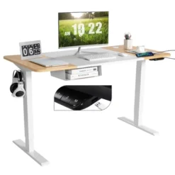 55''x28'' Electric Standing Desk Adjustable Sit To Stand Table W/USB Port WhiteNatural 22 55''x28'' Electric Standing Desk Adjustable Sit To Stand Table W/USB Port WhiteNatural -Homcom Furniture Shop GUEST f14402f0 8e9e 41e3 a52b 95a4b8d70ddc