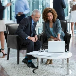 Costway Set Of 2 PU Leather Guest Chairs Reception Side Arm Chairs Upholstered Wood Leg -Homcom Furniture Shop GUEST f1636f8d 1d6f 4b2d b478 a53fbce5c93c