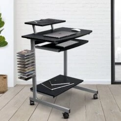 Compact Computer Cart With Storage - Techni Mobili -Homcom Furniture Shop GUEST f2886ff1 a64c 4090 bcf0 85611ce9f730