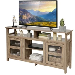 Costway 58'' TV Stand Entertainment Console Center W/ 2 Cabinets Up To 65'' GreyBlackWalnut -Homcom Furniture Shop GUEST f353767d 5614 4585 aa93 1d418f8164f6