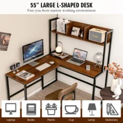 Costway 55''L-Shaped Desk Corner Computer Desk Writing Workstation Table W/Hutch 17 Costway 55''L-Shaped Desk Corner Computer Desk Writing Workstation Table W/Hutch -Homcom Furniture Shop GUEST f3aef465 c4a7 448c afe8 213d8921e1ad