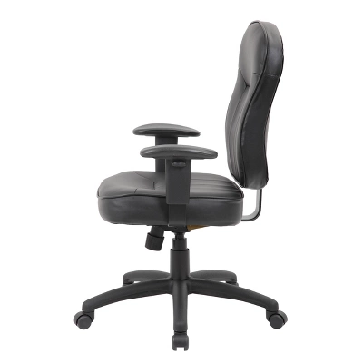 Leather Task Chair With Adjustable Arms Black - Boss Office Products 7 Leather Task Chair With Adjustable Arms Black - Boss Office Products - Image 5