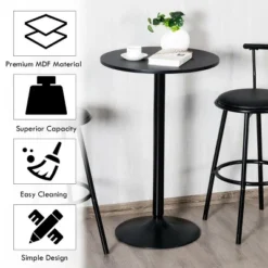 Costway 24" Round Pub Table Bistro Bar Height Cocktail Table W/Metal Base Indoor Black -Homcom Furniture Shop GUEST f3c363c7 4dcb 4a0b 87d0 21c06e27fb8b
