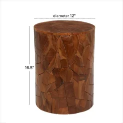 Contemporary Teak Wood Accent Table Dark Brown - Olivia & May -Homcom Furniture Shop GUEST f53199ba dcab 497b 9e44 ca7dd0fb326b
