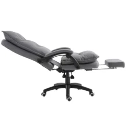 Vinsetto 360° Swivel Executive Home Office Chair Adjustable Height Linen Style Fabric Recliner With Retractable Footrest And Double Padding, Gray -Homcom Furniture Shop GUEST f53f13e8 d0d9 4094 81e6 d128a85d2662