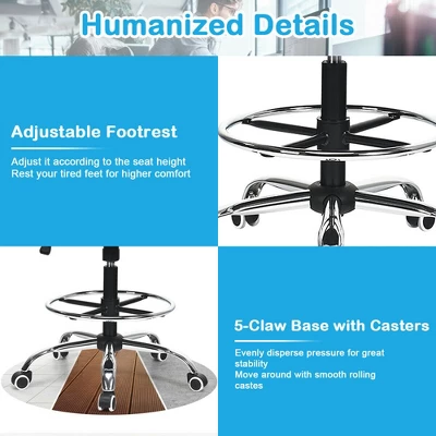 Costway Mesh Drafting Chair Mid Back Office Chair Adjustable Height Flip-Up Arm Black 11 Costway Mesh Drafting Chair Mid Back Office Chair Adjustable Height Flip-Up Arm Black - Image 9