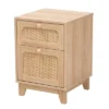 Elsbeth Wood And Natural Rattan 1 Drawer End Table Light Brown/Natural Brown - Baxton Studio -Homcom Furniture Shop GUEST f6dcf47d 7b48 4393 a763 70e6f9102e06
