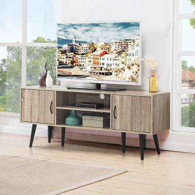Costway TV Stand Entertainment Center For TV's Up To 65'' W/ Storage Cabinets & Wood Legs 7 Costway TV Stand Entertainment Center For TV's Up To 65'' W/ Storage Cabinets & Wood Legs - Image 5