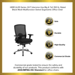 Emma And Oliver 24/7 350 Lb. Big & Tall Black Mesh Synchro-Tilt Swivel Ergonomic Office Chair -Homcom Furniture Shop GUEST f971abae e05a 4613 b27c a7881b6a9b97