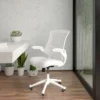 Flash Furniture Mid-Back White Mesh Swivel Ergonomic Task Office Chair With White Frame And Flip-Up Arms -Homcom Furniture Shop GUEST fa754841 ce1a 43c6 af39 1500067fac01