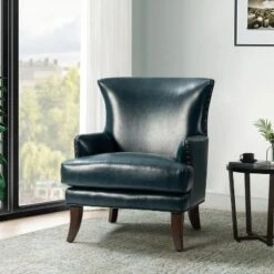 Jorge Vegan Leather Armchair With Nailhead Trim | Karat Home