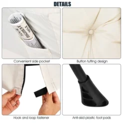 Costway Modern Polyester Fabric Lazy Chair Single Sofa Chair W/ Side Pocket NavyBeigeGrey -Homcom Furniture Shop GUEST fbea2427 858d 4c2f ae12 6a52dc714f94