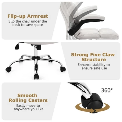 Costway High Back Big & Tall Office Chair Adjustable Swivel W/Flip-up Arm 11 Costway High Back Big & Tall Office Chair Adjustable Swivel W/Flip-up Arm - Image 9