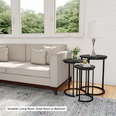 Hastings Home End Tables With Faux Marble Top And Black Metal Base Nesting Tables, Black, Set Of 3 6 Hastings Home End Tables With Faux Marble Top And Black Metal Base Nesting Tables, Black, Set Of 3 - Image 4