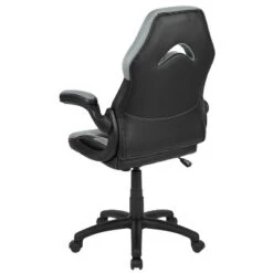 BlackArc High Back Gaming Chair With Gray And Black Faux Leather Upholstery, Height Adjustable Swivel Seat & Padded Flip-Up Arms -Homcom Furniture Shop GUEST fc3eb5bb ef2a 46ab b4a9 2e6ca273f0d7