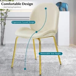 Costway Set Of 2 Velvet Accent Chairs Dining Side Chairs W/Gold Metal Legs Pink/Beige/Green/Grey -Homcom Furniture Shop GUEST fcfd9063 6d60 4e94 be54 bec63351ea4a