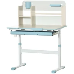 Qaba Kids Desk, Height Adjustable Children School Study Table, Student Writing Desk With Tilt Desktop, Drawer, Storage Shelf, Pen Holder -Homcom Furniture Shop GUEST fd2a1ed2 b422 4bfd 98a5 cc4a31e359bc
