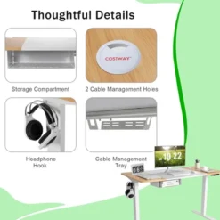 55''x28'' Electric Standing Desk Adjustable Sit To Stand Table W/USB Port WhiteNatural 20 55''x28'' Electric Standing Desk Adjustable Sit To Stand Table W/USB Port WhiteNatural -Homcom Furniture Shop GUEST fd2e23f6 6359 4f34 b88c ef73e86b6615