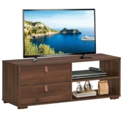 Costway TV Stand Entertainment Media Center Console For TV's Up To 55'' Walnut/Black -Homcom Furniture Shop GUEST fd5eaa74 3e31 4d23 b96e 14653eaf04ce